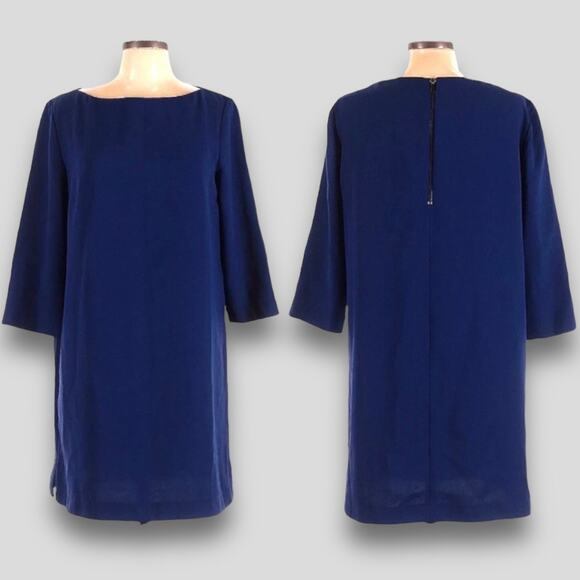 FRENCH CONNECTION RETRO MOD SHIFT DRESS SOLID BLUE XL 12 - Picture 1 of 9